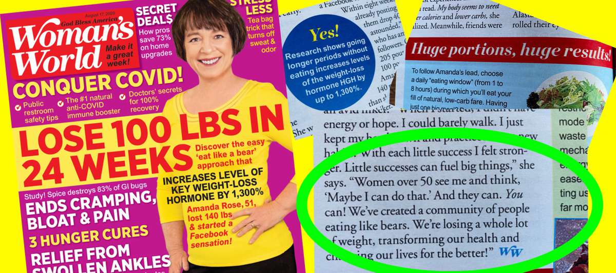 Womans-World-graphic-horizontal Amanda Rose on the cover of Woman's World with article snippets